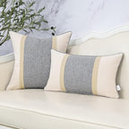 Yangest Patchwork Pillow Cover 20x20 Inch Luxury Cotton and Linen Cushion Cover Square Pillowcover for Couch Bedroom Living Room, Gray