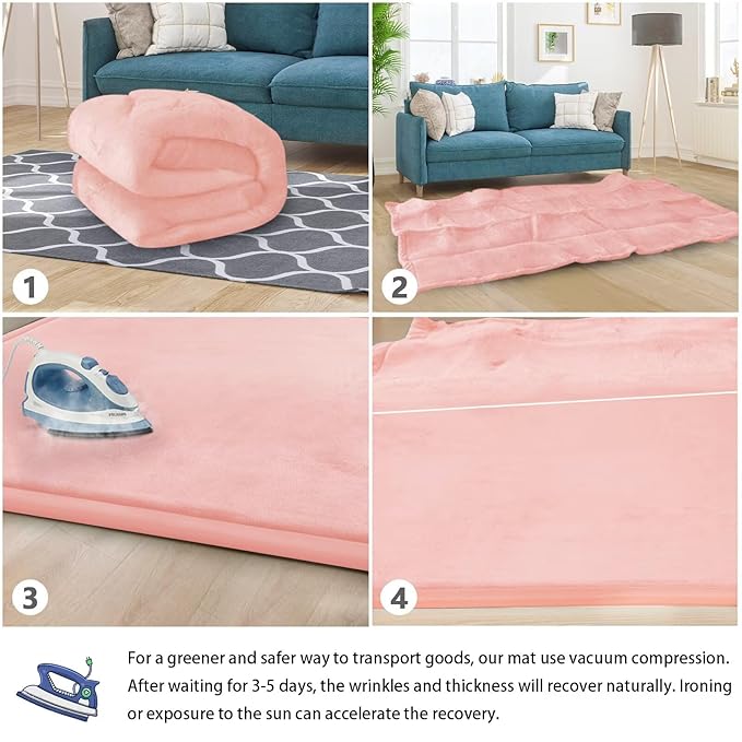Baby Play Mat for Floor Nursery Rug Muscle Mat Area Rug Playroom Rug 71"x79" Playpen Mat Memory Foam 1.3" Thick Crawling Mat for Babies,Toddlers, Infants, Kids,Light Pink