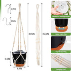 2-Pack 7.2-Inch Self-Watering Hanging Planters for Indoor & Outdoor Plants,34-Inch macrame hanger plant pots indoor with drainage,Small Hanging Planters & Baskets in Black,With two sets of hooks