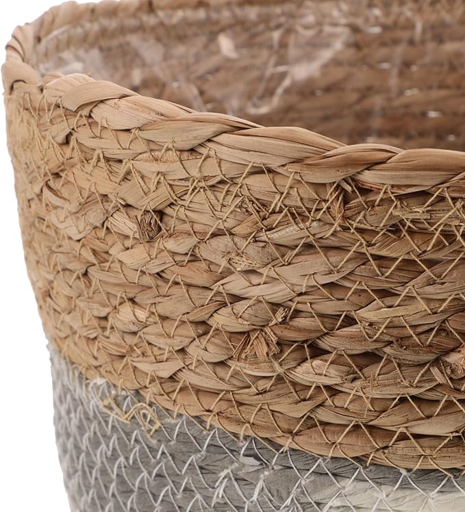 Woven Seagrass Planter Basket for Indoor Plants Decorative Storage Organizer Rustic Flower Pot for Faux Plants and Home for Windowsills and Living Spaces