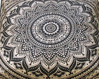 ICC Large Square Floor Pillow Cover Hippie Ottoman Pouf Cover Daybed Cotton Mandala Cushion Cover with Heavy Duty Zipper Seating Ottoman Poufs Dog-Pets Bed (Black Gold Ombre, 35" Square)