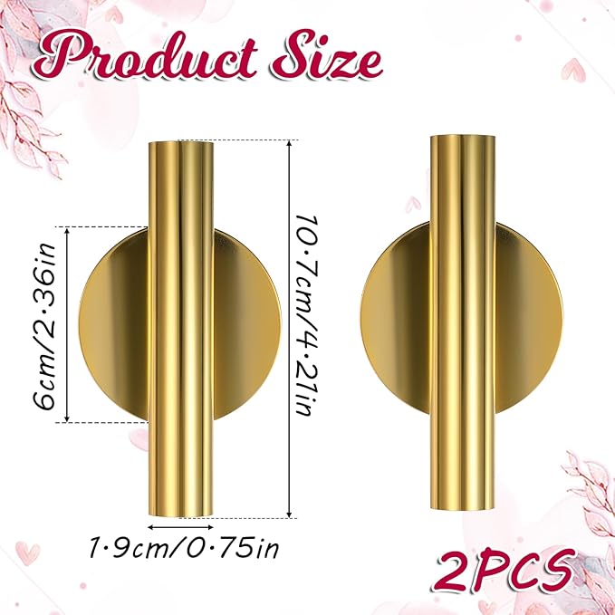 2 PCS Wall Vases for Flowers, Gold Flower Vase Metal Hanging Plant Holder Small Gold Vase Flowers Tube Wall Planter Hanging Vase for Modern Home Decor Display Dried Faux Flower Fake Flower