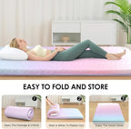 Japanese Floor Futon Mattress, 3.5" Thicken Colorful Rainbow Portable Floor Mattress, High-Density Foam Tatami Mat Sleeping Pad for Camping Guest Room Dormitory RV, Full