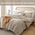 ROSGONIA California King Comforter Set Light Khaki, 3pcs (1 Boho Cal King Comforter & 2 Pillowcases) All Season Lightweight Bedspread Bedding Blanket
