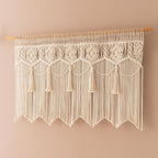 Macrame Wall Hanging Boho Woven Tapestry Valance Window Kitchen Macrame Curtain Door Divider Decoration Bedroom Home Macrame Curtains 55.1" Wx23.6 L
