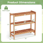Giantex 3-Tier Plant Stand Indoor, Solid Wood Flower Pot Display Rack w/ Slatted Shelves, Take Oil Finish Bookshelf Shoe Rack, Indoor Outdoor Storage Shelf for Patio Garden Balcony Home Living Room Entryway