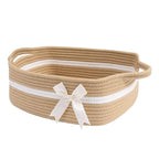 CHICVITA Small Woven Rope Gift Basket, Baby Nursery Storage Baskets for Towels, Snacks, Toys, Diapers, Rectangle Shelf Baskets for Bathroom, Cute Brown Basket, 13 x 9.8 x 5 inches