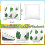 Breling 2 Pack Embroidery Tropical Pillow Covers 18x18 Inch Green Leaves Palm Monstera Leaf Pillows Cover Velvet Tufted Decorative Botanical Plant Cushion Cases for Couch Sofa Bed Summer Holiday Decor