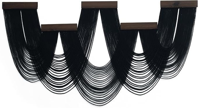 HVEST Large Macrame Wall Hanging Boho Decor, Black Bohemian Macrame Wall Art Geometric Modern Craftsmanship Handmade Woven Tapestry for Bedroom Living Room Backdrop, 53W x 28L inches
