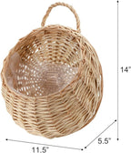 Elsjoy Hanging Wicker Woven Basket for Plants, Decorative Wall Hanging Rattan Basket Flower Planter Baskets for Home, Garden (𝐏𝐥𝐚𝐧𝐭 𝐍𝐨𝐭 𝐈𝐧𝐜𝐥𝐮𝐝𝐞𝐝)