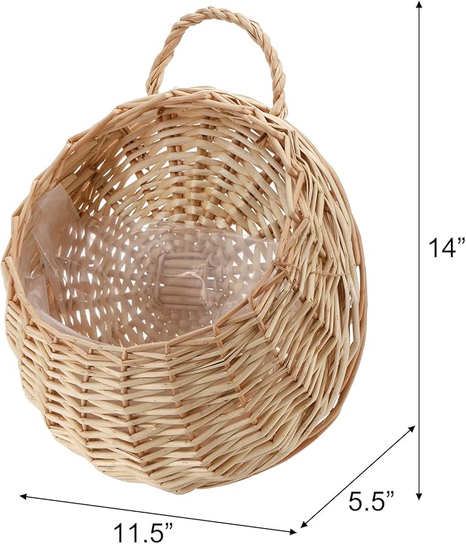 Elsjoy Hanging Wicker Woven Basket for Plants, Decorative Wall Hanging Rattan Basket Flower Planter Baskets for Home, Garden (𝐏𝐥𝐚𝐧𝐭 𝐍𝐨𝐭 𝐈𝐧𝐜𝐥𝐮𝐝𝐞𝐝)