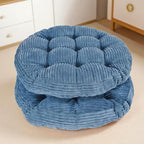 Large Floor Pillow for Adults, 22x22" Memory Foam Floor Cushion with Corduroy Cover, Round Floor Sitting Cushions for Meditation, Lounge,Seating for Yoga, Tatami Living Room (2, Round-Navy Blue)