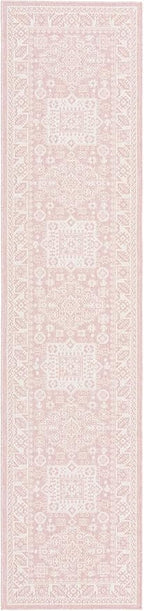 Rugs.com Outdoor Aztec Collection Rug – 12 Ft Runner Pink Flatweave Rug Perfect for Hallways, Entryways