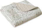 Exclusivo Mezcla 50"x 60" Quilted Throw Blanket- Microfiber Quilt Throw with Boho Patchwork Pattern, Reversible Grey Versatile Lap Quilt for All Seasons, Lightweight Throws for Bed/Couch/Sofa
