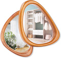 MAGFLERUM Asymmetrical Mirror Set of 2, 15 * 10 inch Irregular Wall Mirror, Small Wood Mirror, Hanging Vertically and Horizontally. Mirrors for Wall Decor (Red Walnut)