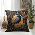 William Morris Abstract Vintage Floral Velvet Black Crow Design Throw Pillow Covers Home Decor, Retro Art Decor Pillowcase Cushion Cover for Bed Sofa Living Room, Square 18x18inch (Black-Crow)