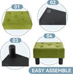 Poofzy Small Foot Stool Ottoman, Velvet Ottoman Foot Rest with Legs, Rectangle Foot Rest for Couch, Footstools and Ottomans Small for Living Room and Entryway (Olive Green)