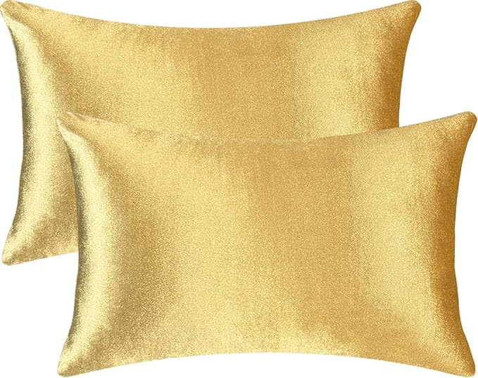 2 Pack 12x20 Pillow Cover Velvet Pillow Covers, Square Throw Pillow Covers for Living Room Decorations Throw Pillow Case, Throw Pillow Cover Cushion Cover for Home Sofa Bedroom Car, Gold