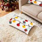 Christmas Embroidered Lumbar Pillow Covers Farmhouse Tufted Pillow Covers Winter Holiday Decorative Couch Covers 12x20 Christmas Lights Square Cushion Cases Set of 2 for Living Room Couch Sofa Bed