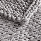 Madison Park Boho Throw, Soft Blanket Handmade Gift Home Decor, Lightweight & Breathable All Seasons Spring Chunky Knit, Knitted Throw for Couch, Bed Blanket, 50"x60" Grey