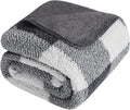LURKA Checkered Sherpa Fleece Throw Blanket – Soft and Cozy, Medium Weight for All Season, Plush Throw for Couch, Bed, Dorm & Pets, Smoke Grey, 60x80 Inches