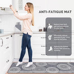 LuxStep Kitchen Mat Waterproof Kitchen Rugs for Floor Cushioned Anti-Fatigue Mat Non-Slip Standing Desk Mat Comfort Floor Mats for House Sink Office 17.3" x 60" Grey