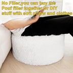 Asuprui Ottoman Pouf Unstuffed Ottoman Foot Rest 20x12 Inches Floor Pouf Round Floor Bean Bag Chair No Filler Foot Rest with Storage for Living Room Bedroom Office White Cover ONLY