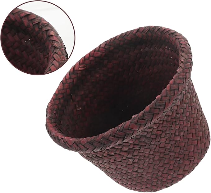 1Pc Seaweed Woven Plant Holder Natural Seagrass Pot Container for Indoor Plants Handcrafted Design Versatile Basket for Home Decor