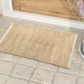 Chardin home 2x3 Jute Cotton Hand Woven Rug | Braided Doormat, Boho, Rustic, Natural Jute/Ivory | Farmhouse Vintage Area Rugs for Bedroom, Living Room, Kitchen, and entryways