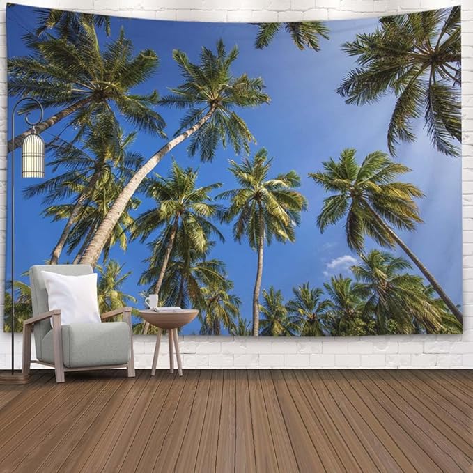 EMMTEEY Tree Tapestry Hanging Wall Decor Big 80X60 Inch-Coconut Palm Tree Tropical Summer Durable Tapestry Wall Hanging for Living Room