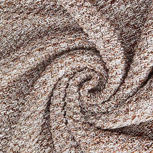 Longhui bedding 100% Cotton Knitted Throw Blanket – Coffee, Soft & Cozy, Machine Washable, 51"x63" – Perfect for Living Room, Couch, Sofa, Bed or Travel - color: Coffee, size: 51" x 63", Standard