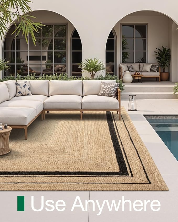 LUMI 6x9 Jute Area Rug for Living Room, Natural Handwoven Rugs Non Slip, Farmhouse Braided Carpets No Shedding for High Traffic, Dining Room, Indoor, Outdoor, Patio