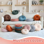 2 Pcs Round Throw Pillows Pleated Velvet Pumpkin Round Pillows Floor Cushion for Living Room Couch Chair Bed Sofa 15.7"x15.7"/13.8" x 13.8" (Emerald)