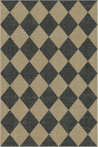 Lessymo Checkered Easy Jute Entryway Rug, 2x3 Washable Area Rug Non Slip Front Door Mat, Farmhouse Non Shed Low Pile Indoor Outdoor Carpet for Kitchen Bathroom Porch, Diamond Black/Beige