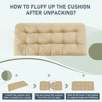 downluxe Outdoor Bench Cushion for Patio Furniture, Waterproof Tufted Overstuffed Porch Swing Cushions, Thick Outdoor Loveseat Cushions, 48" X 18" X 5", Khaki, Set of 1