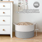 Goodpick Large Storage Basket 19.7'' x 12.6'', Basket for Blankets Living Room, Toy Storage Organizer for Clothes, Toys, 65L Grey