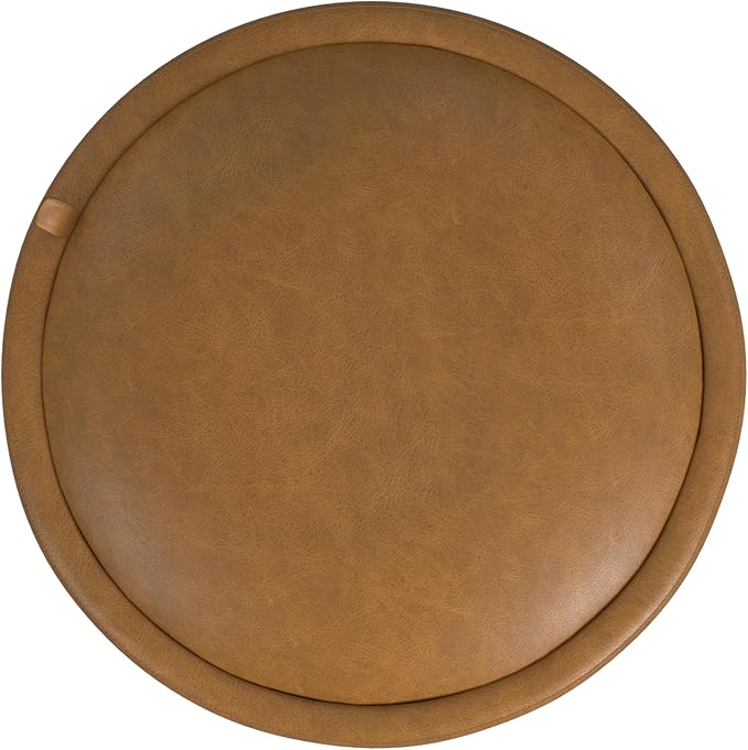 Spatial Order Storage Round Ottoman with Removable Lid (with Hidden Storage) | Spatial Order Home Décor | Upholstered Round Velvet Ottoman – Carmel Faux Leather