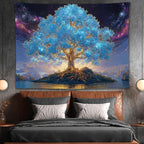 YJDYJD Tree of Life Wall Tapestry – Spiritual Boho Wall Hanging with Celestial Sky and Nature Design, Inspirational Meditation Wall Art and Nature Decor for Bedroom, Living Room, or Yoga Room