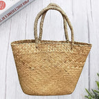 Cabilock Woven Tote Woven Bag Basket Tote Wicker Bag Seagrass Basket Garden Plant Container for Storage Laundry Picnic Beach Storage Bins Toys