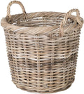 Kouboo Kobo Rattan Round Planter, Gray Decorative Storage Basket