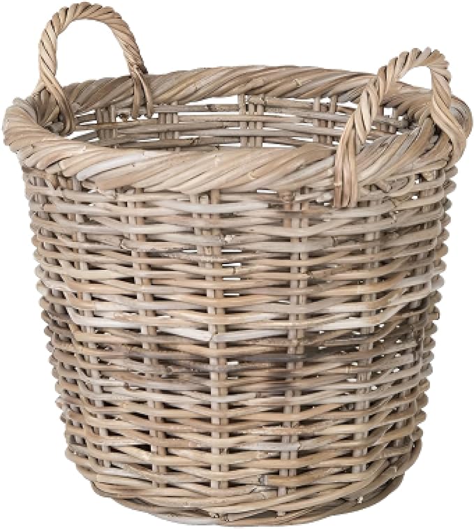 Kouboo Kobo Rattan Round Planter, Gray Decorative Storage Basket