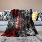 Black Red Mandala Throw Blanket Abstract Yellow Red Black Boho Floral Modern Blanket for Sofa Bed Couch Chair Or Dorm 50"x60"