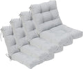 QILLOWAY Outdoor Seat/Back Chair Cushion Tufted Pillow, Spring/Summer Seasonal Replacement Cushions - Pack of 4 (Silver/Grey)