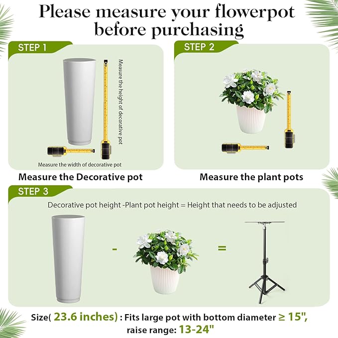 AZEAM Adjustable Plant Risers for Inside Pots, 2 PCS Planter Inserts Fillers 13"- 24" Raise for Large Flower Pots, Height Planter Lifter Stand with 4"-12" Top Support for Outdoor Indoor Plants