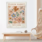 Chordity Danish Pastel Botanical Flower Market Aesthetic Tapestries Wall Hanging Tapestry Decorative Flag For Home Decor Living Room College Dorm Bedroom Banner Poster 40 * 60 Inch
