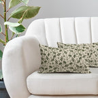 Olive Green Floral Pillow Covers 12x20 Set of 2 Vintage Rustic Old Style Cute Small Flower Green Cream Print Decorative Outdoor Pillowcases Farmhouse Throw Cushion Case Decor for Couch Sofa Bed