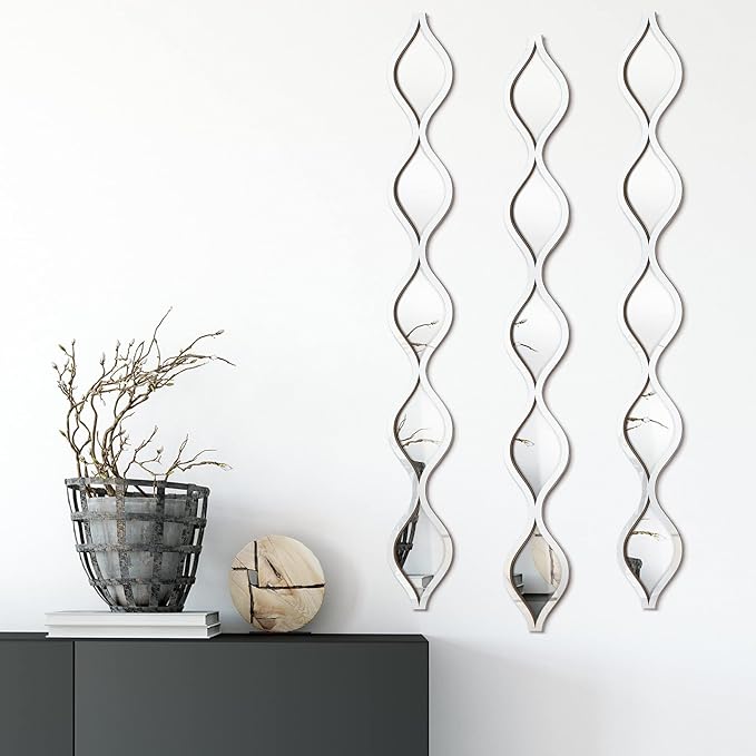 Yulejo 3 Pcs Acrylic Teardrop Mirror Wall Decor Decorative Mirror Narrow Decor Boho Vintage Wall Decals Art for Apartment Home Living Room Bathroom Bedroom Hallway