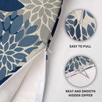 Dark Blue Grey Gray Pillow Covers 20X20 Inch Set of 2, Dahlia Flower Spring Summer Floral Cream Decorative Throw Pillow Covers Outdoor Modern Farmhouse Cushion Case for Home Couch Sofa Bed Decor