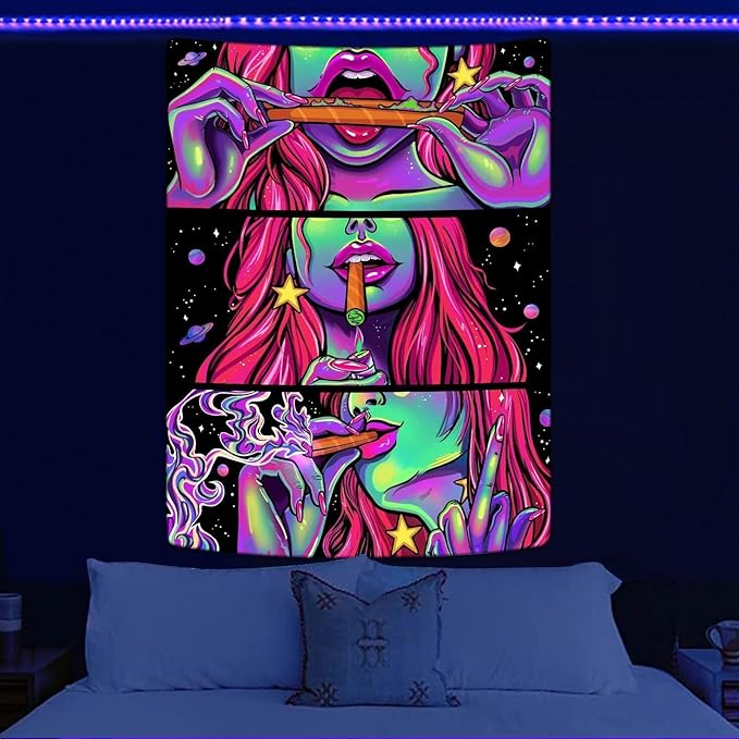 Yeoiat FantasyTapestry Anime Tapestry for Bedroom Cool Tapestries Wall Hanging for Dorm Living Room (Pink, 36.00" x 48.00")
