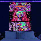 Yeoiat FantasyTapestry Anime Tapestry for Bedroom Cool Tapestries Wall Hanging for Dorm Living Room (Pink, 36.00" x 48.00")